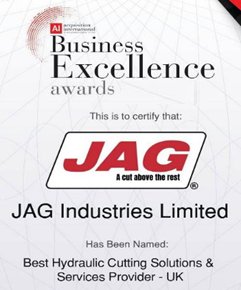 Acquisition International Business Excellence Awards - JAG Industries Limited, Best Hydraulic Cutting Solutions and Services Provider UK