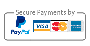 Secure payments by PayPal, Visa, Mastercard and American Express